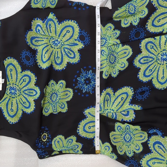 NWOT Studio I Women's 2 Piece Black Floral Chiffon Dress With Blue Jacket Size14 - Picture 6 of 9